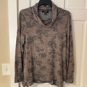 Love Story Gray, Brown and Pink Cowl Neck Sweater XL
